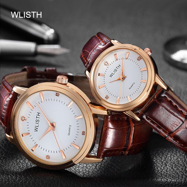 

2019 new fashion casual men women couple high gloss glass leather belt quartz wristwatch, Slivery;brown