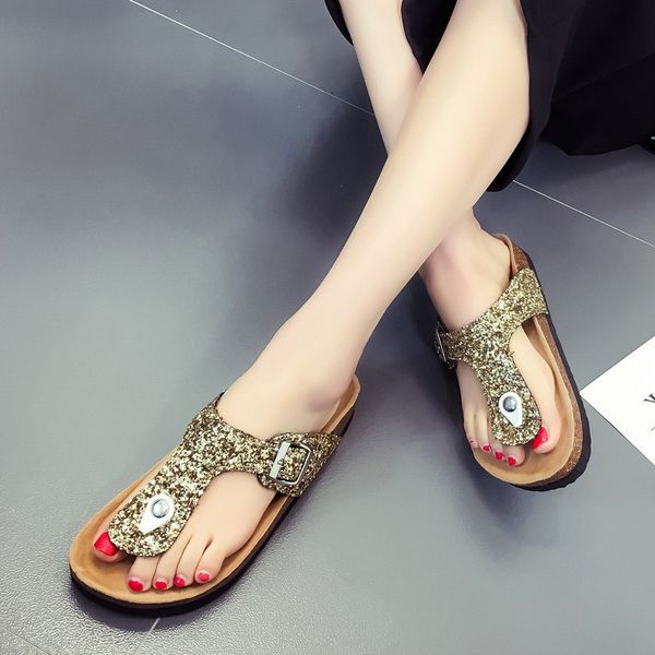 

women summer bling beach flip flops ladies fashion plus sizes thick soft bottom platform casual slippers female outdoor shoes, Black