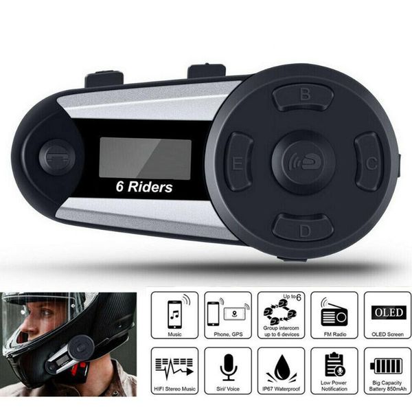 

wireless motorcycle interphone lightweight handsearphone helmet headsets 6 riders portable outdoor communication universal