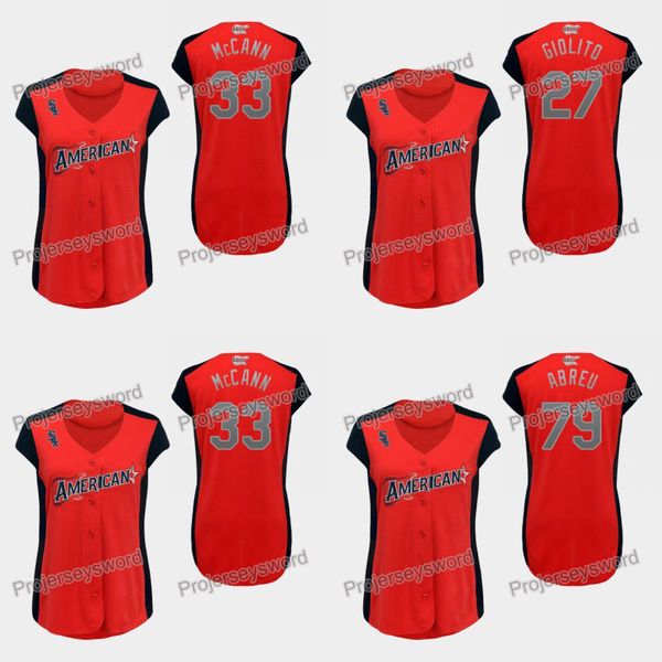 

Womens Chicago 79 Jose Abreu American League White Sox Jersey 33 James McCann 27 Lucas Giolito 100% Stitched Allstar Baseball Jerseys Red