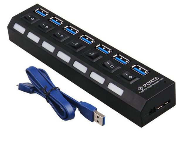 USB HUB 3.0 4/7 Порты Micro USB 3.0 HUB SLIPTHER с адаптером мощности Высокоскоростная 5 Гбит / с USB Splitter 3 HUB