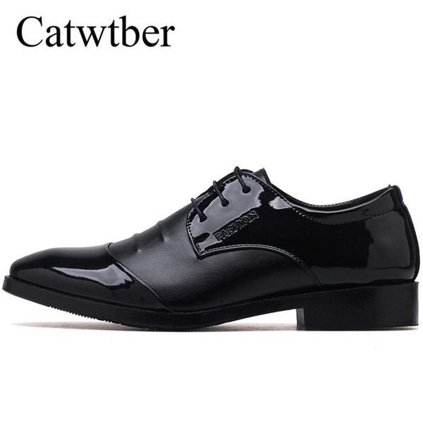 

catwtber указал обувь большой размер 38-48 бизнес мужские основные повседневная обувь, черный / коричневый кожаный ткань элегантный дизайн к, Black