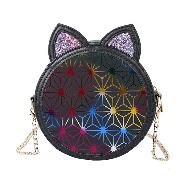 

fashion round bag cute cat ears women bags pu leather sequin bling glitter shoulder beach pack crossbody handbag