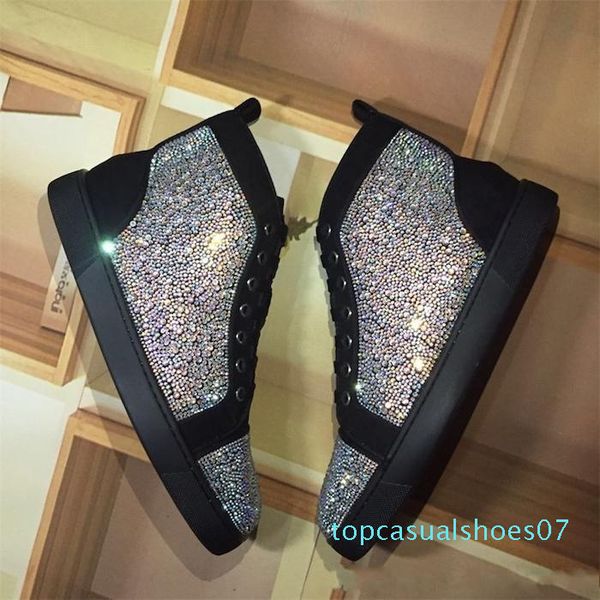 

2019 design high-end leather flat shoes with red soles high silver studs men's shoes with red soles t07, Black