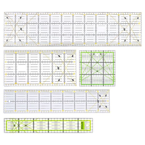 

botique-5pcs/set rectangle patchwork quilting drawing straight rulers sewing tailor craft tools, Black