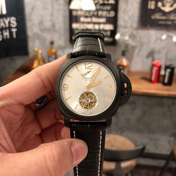 

men watches automatic movement 45mm*13mm leather band men waterproof wristwatches man casual wristwatches men watches, Slivery;brown