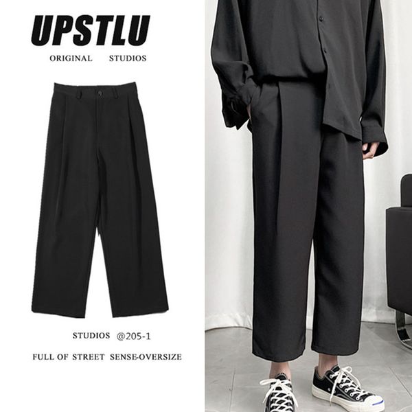 

summer black casual pants men's fashion business dress pants men streetwear wild loose straight mens suit m-4xl