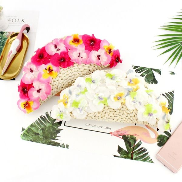 

сказочный соломенный клатч кукурузная кожа цветы кросс-боди пляжная сумка тканая повседневная сумка женские сумки для рук