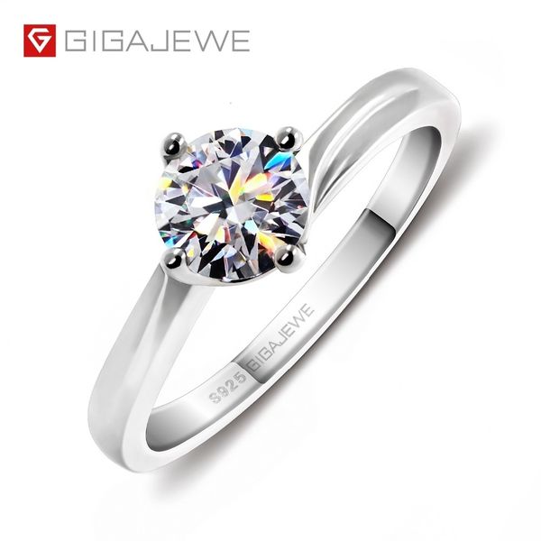 

gigajewe moissanite ring 0.8ct vvs1 round cut f color lab diamond 925 silver jewelry love token woman girlfriend courtship gift cj191205, Slivery;golden
