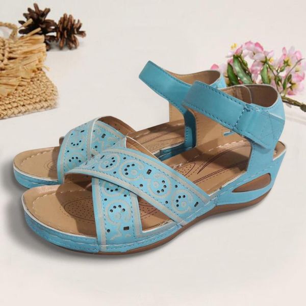 

sagace women's solid beach sandals retro fashion wedge heel shoes outdoor ladies sandals leisure buckle sandalias summer 2020