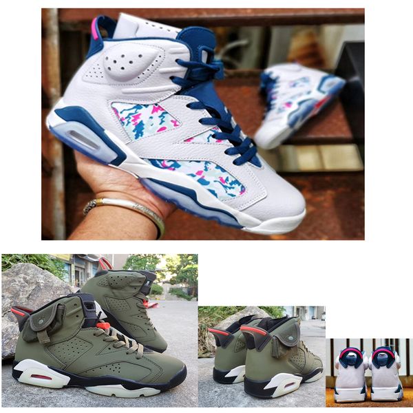 

2019 new 6 gs green abyss white laser fuchsia basketball shoes tie-dye painting men sneakers 543390 6s travis scott x 6