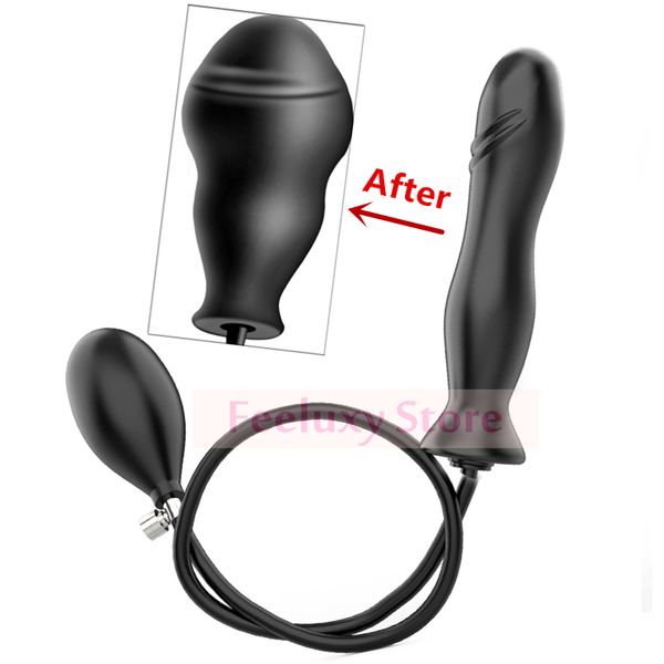 Aufblasbarer Dildo Anal Plug Echte Penispumpe Sexspielzeug für Frauen G-Punkt Vagina Massage Butt Plug Erweiterung Kugel Y200410