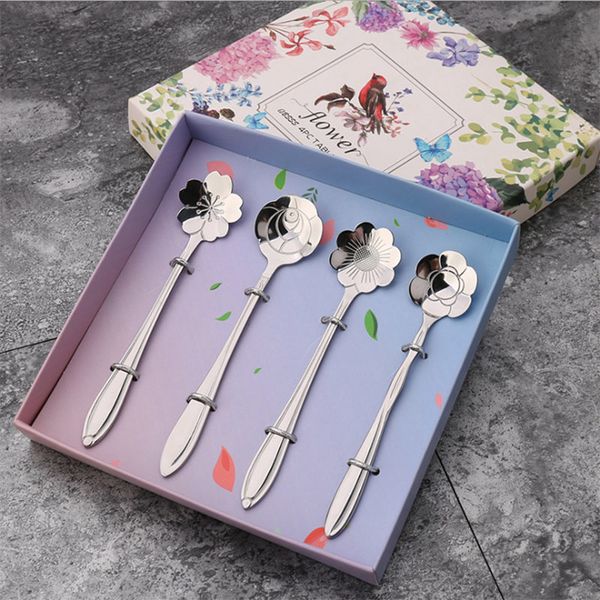

flower series dinnerware creative stainless steel coffee spoon short handle wedding flatware dessert spoon eight designs available