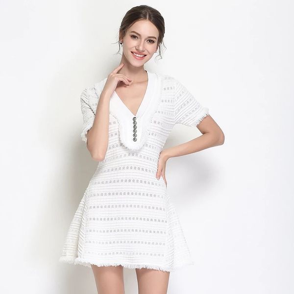 

2019 the new fashion knitted women's dress v-neck short-sleeved skirt elegant beautiful short a word skirt thin, Black;gray