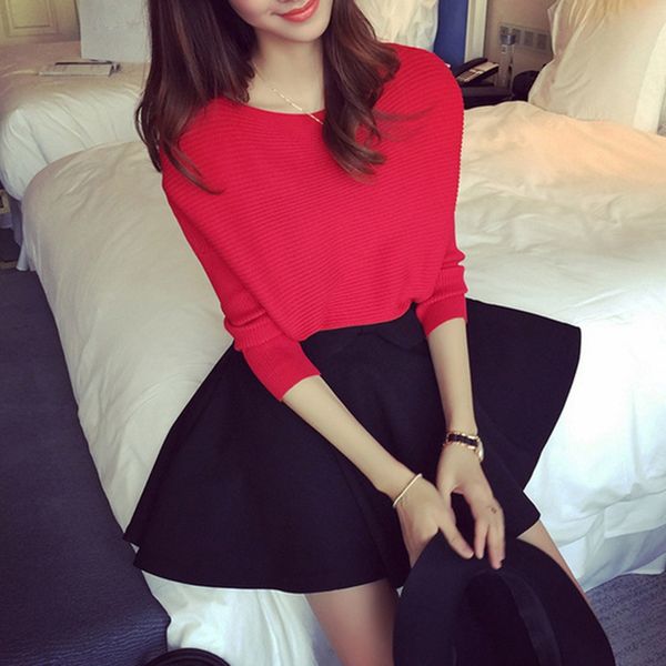 

knitted sweater women o-neck winter autumn basic long sleeve female slim thin ladies pullovers basic solid color, White;black