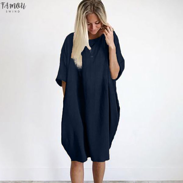 

женщины повседневного лето платье сыпучего хлопок лен лоскутной половина рукав твердые карманная мини платье мода пляж платье vestidos new, Black;gray