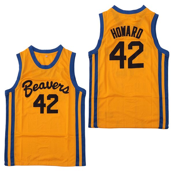 

Men's Teen Wolf #42 Scott Howard Moive Beacon Beavers Basketball Jersey Yellow American Film version Jersey
