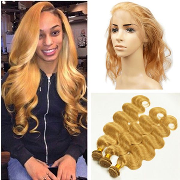 Strawberry Blonde Body Wave Peruvian Human Hair 360 Band Lace