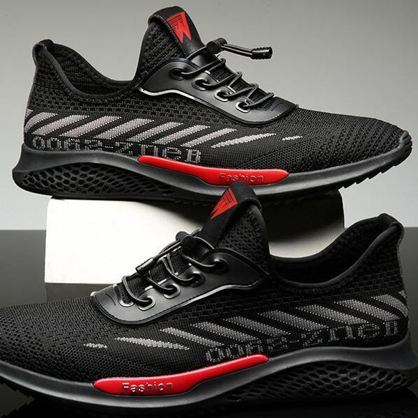 

luxury designer sports casual shoes men 2019 new men's fashion flying woven mesh shoes trend wild men's shoes ing, Black