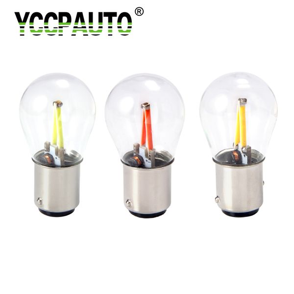 

yccpauto 1157 bay15d led car lamp warm white red yellow lights filament cob auto vehicle brake tail light bulbs car-styling 1pcs