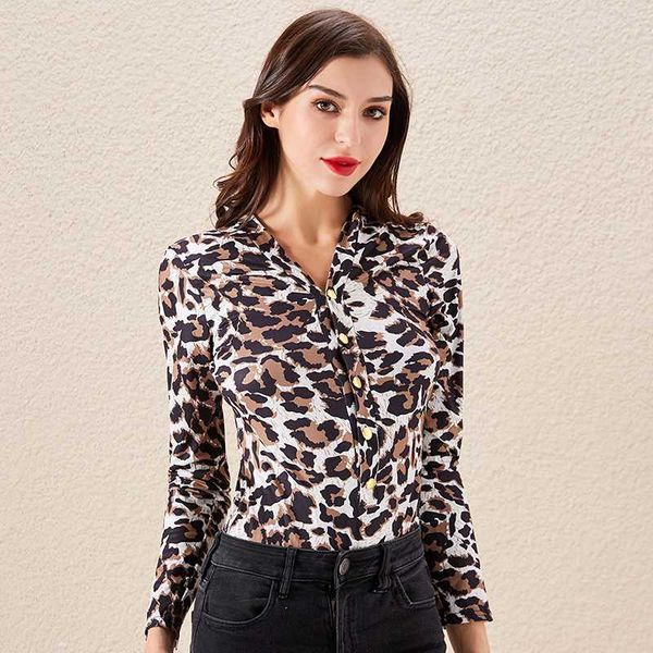 

autumn spring long sleeve deep v-neck printing jumpsuit leopard skinny bodysuit women basic bodysuit for women & club, Black;white