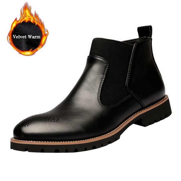 

new boots men genuine leather decent men ankle original male short casual shoes british style winter autumn, Black