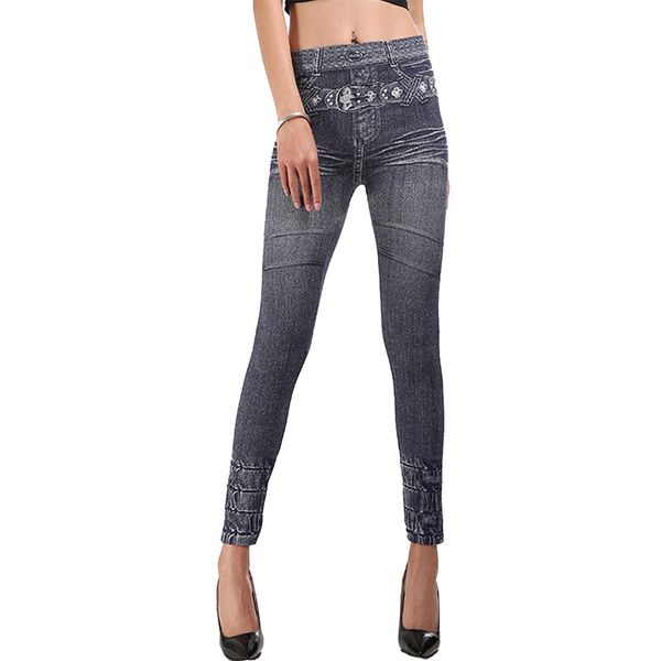 

heflashor 2019 denim leggings women high waist push up stretch skinny pants printed leggins mujer slim seamless pencil pant, Black