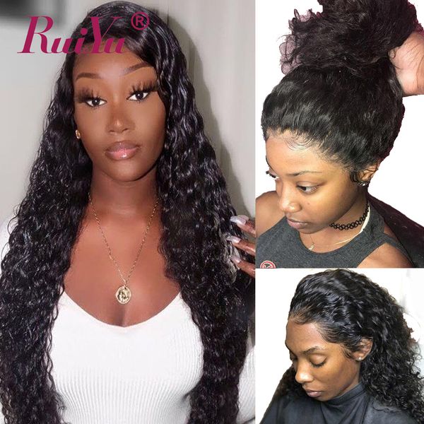 

full 360 lace frontal wig preplucked deep wave 150% 180% density malaysian remy lace front human hair wigs for black women ruiyu, Black;brown