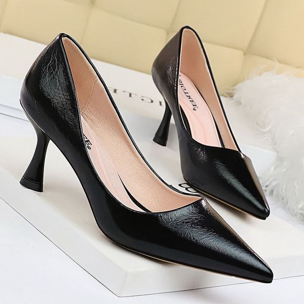 

2019 new shoes woman wedding ladies high heel fashion sweet dress pointed toe women pumps plus big size, Black