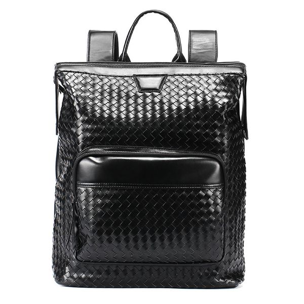 

men bagpack pu leather backpack business england euro shoulder bag knitting mochilas casual college travel trend luxury daypack
