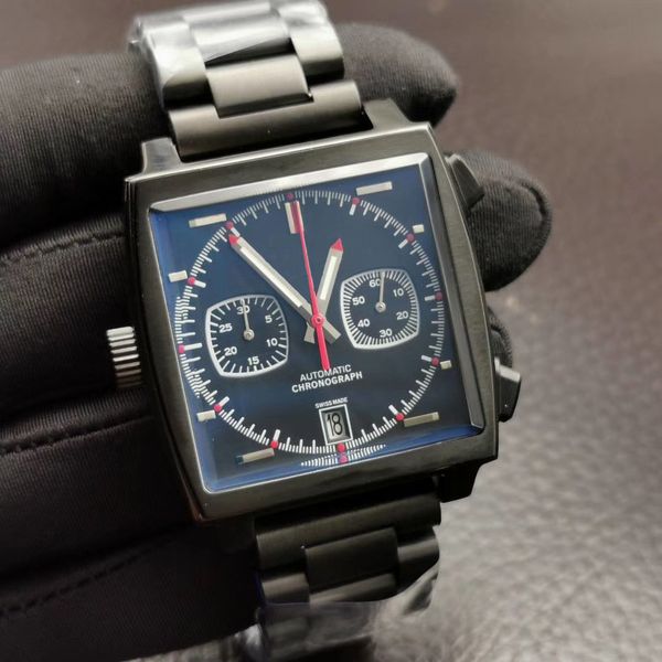 

2019 luxury vk chronograph quartz watch for mens stainless steel wristwatch leather strap men monaco sport watches, Slivery;brown