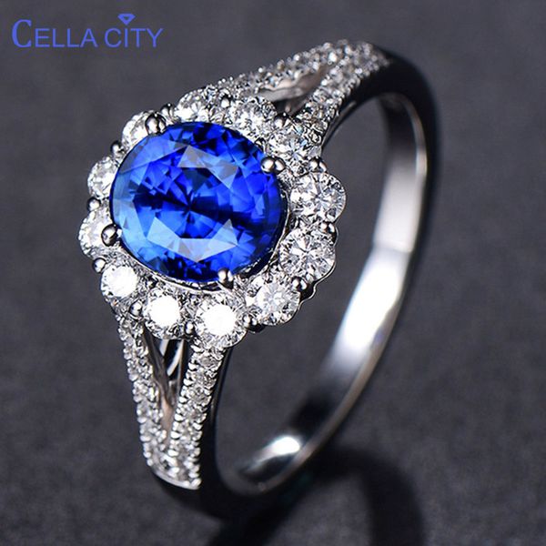 

cellacity classic silver 925 sapphire ring for women open adjust size silver gemstone jewelry women party wholesale gift, Golden;silver