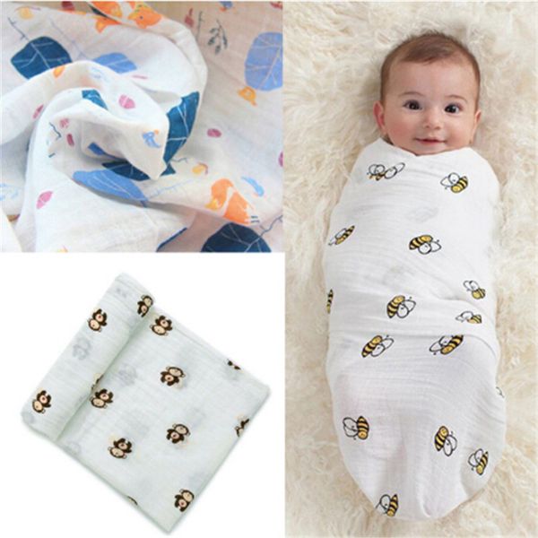 

new cute nursery infant baby swaddling blanket newborn infant cotton swaddle towel soft baby printed blanket 120*120cm