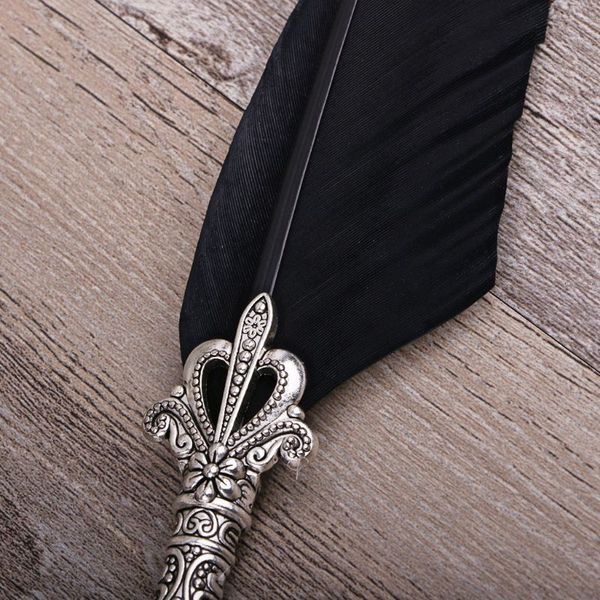 

english calligraphy feather dip pen writing ink set stationery gift box with 5 nib wedding gift quill pen fountain l41e
