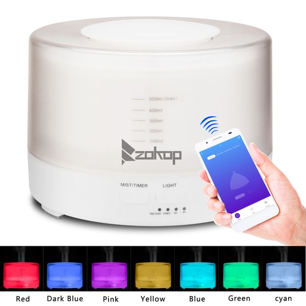 

zokop 2468wf intelligent humidifier us standard 110v 500ml colorful rgb light without remote control aromatherapy essential oil diffuser