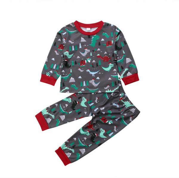 

1-6y toddler baby girls boys lovely christmas party clothes sets 2pcs long sleeve pullover cartoon print sweatshirt +pants, White