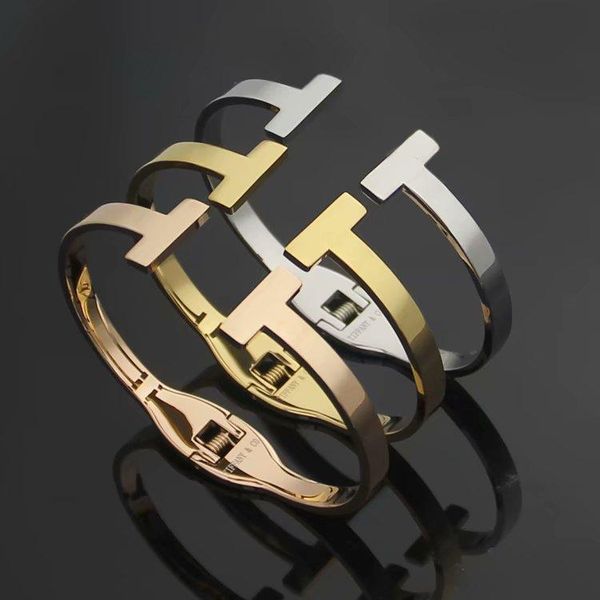 

tbb32 opening style fashion tt brand designer single bracelets for lady design women party wedding lovers gift stainless steel have logo, Black
