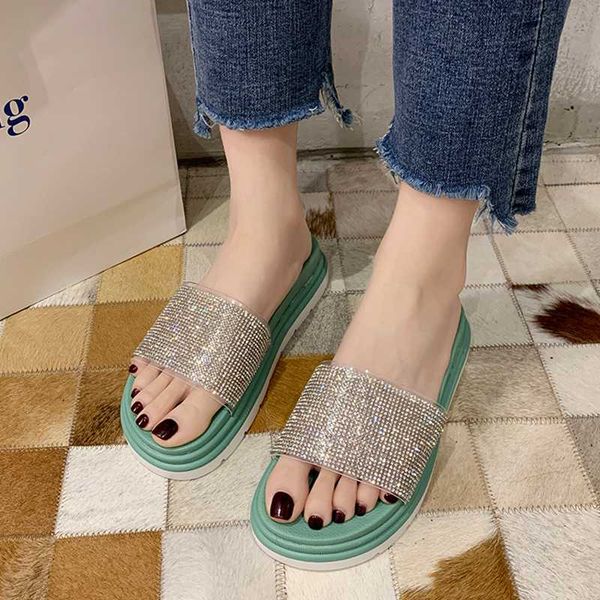 

rimocy summer women pvc clear crystal slippers open toe soft flat sandals indoor comfortable casual slides woman beach shoes, Black
