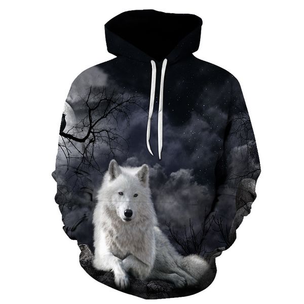

2019 new wolf hoodie hoodies men women 2019 new fashion spring autumn pullovers sweatshirts sweat 3d tracksuit, Black