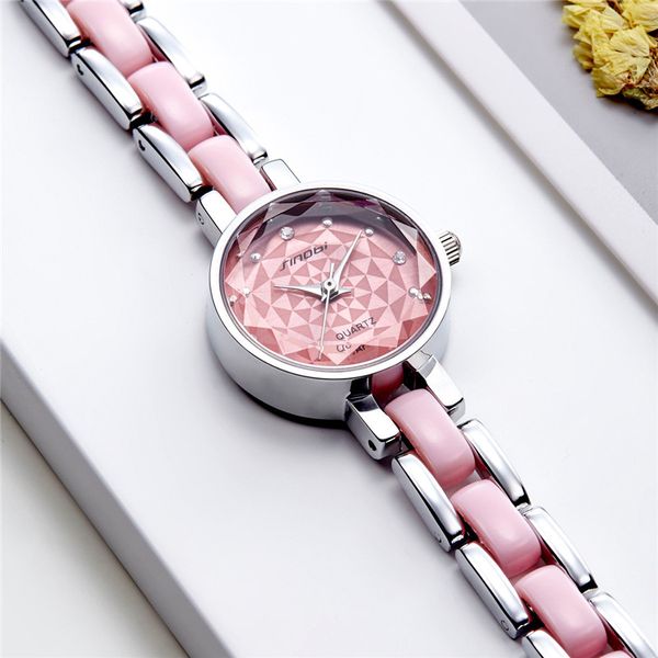 SINOBI Novos Relógios Femininos com Estampa de Flores Diamante Preto/Branco Mostrador Pequeno Elegante Japão Importado Pulseira de Quartzo Relógios Relógios Femininos