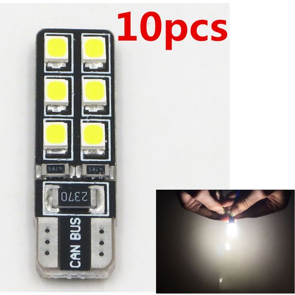 

10pcs white canbus t10 12smd led light error license plate wedge bulb