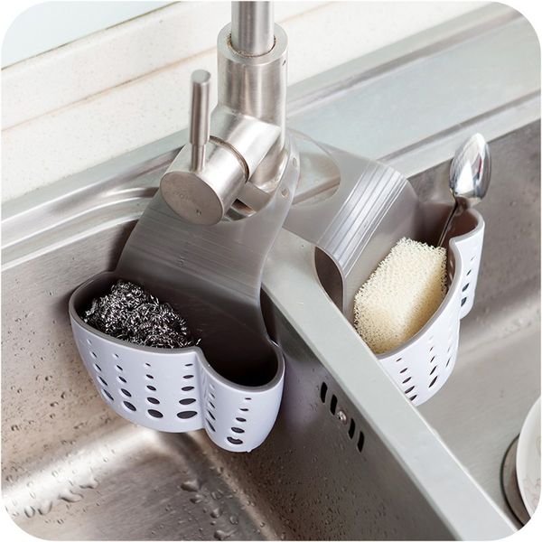 

2 slot plastic sink hanging drain water bag wash sponge brush holder bathroom soap organizer basket hang leaking case bags