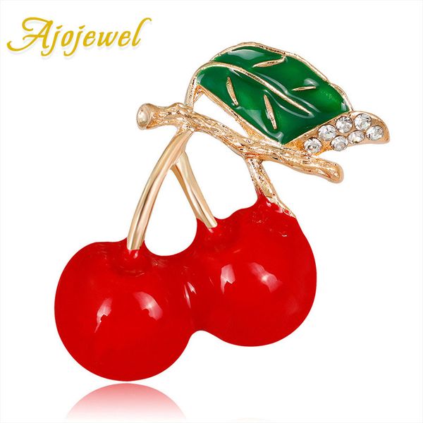 

ajojewel women's rhinestone brooch pins red cherry brooches with cute christmas gift for girls 2019 bijoux broche, Gray
