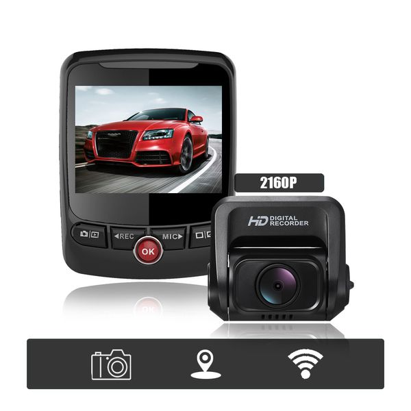 

car dvr camera 4k dash cam 2160p 60fps dual cam car wifi gps 170Â° wide angle g-sensor motion detection driving recorder