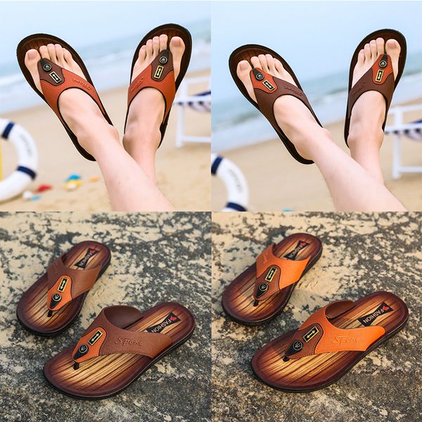 

new designer sandals leather flip-flops causal non-slip summer huaraches slippers flip flops slipper summer outdoor hawaiian beach slippers, Black