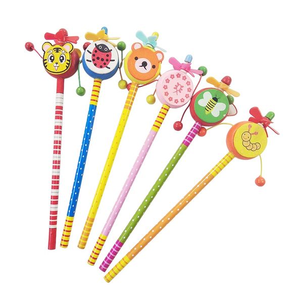 

36 pcs/lot lovely windmill animal doll designs non-toxic lead wooden pencils for school students writing prize