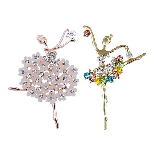 

ballet angel girl cubic rhinestone decoration brooch pin for sweater coat & rhinestone flower brooch jewelery, Gray