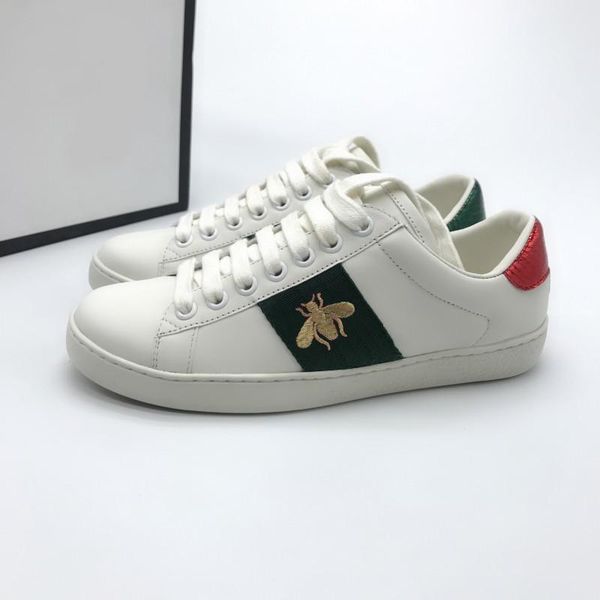 

ace white shoes designer shoe strawberry leather casual sneakers embroidery bee flowers green and red dragon men women sneakers us5-12 l14, Black