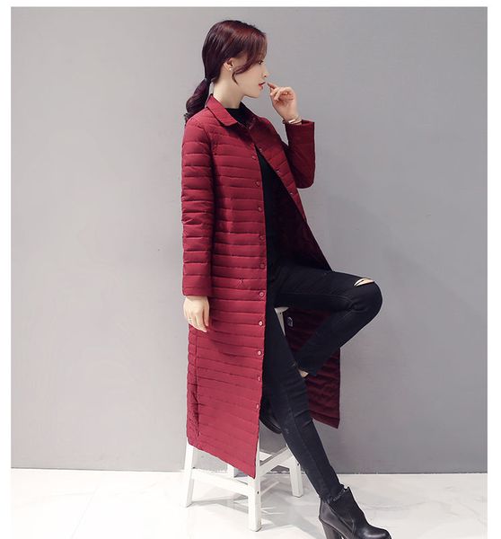

student clothing down coat thin white duck down jacket women's long jacket female winter body white duck knee coat, Black