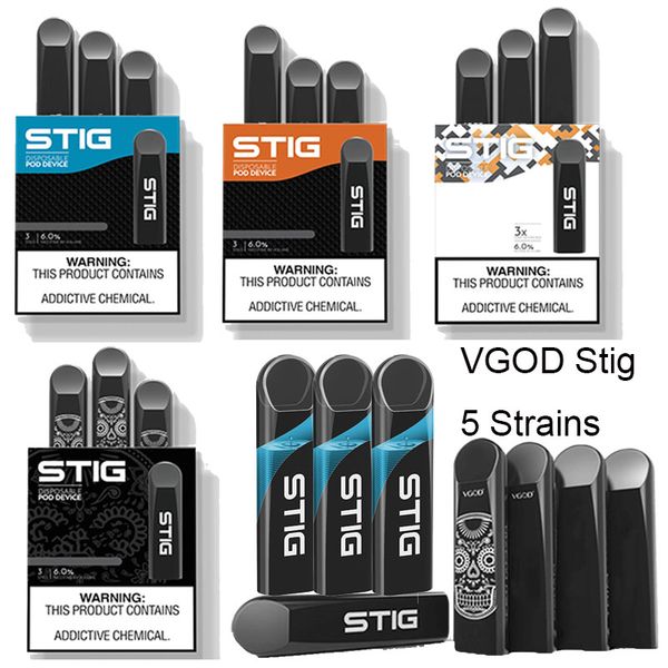 

Vgod Стиг Одноразового Vape Pen Pod 270mah аккумуляторные батарея 1,2 мл Бобы устройства Картриджа Vgod Stigs Одноразовых 3 Упаковка E Cigarette Пустых ручки